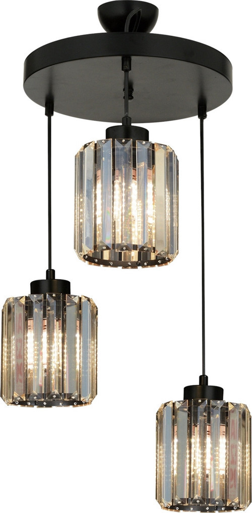 AV-65230-3T-BSY Siyah Boya Modern Avize E27 Metal Kristal H: 85 cm, Ø: 40 cm