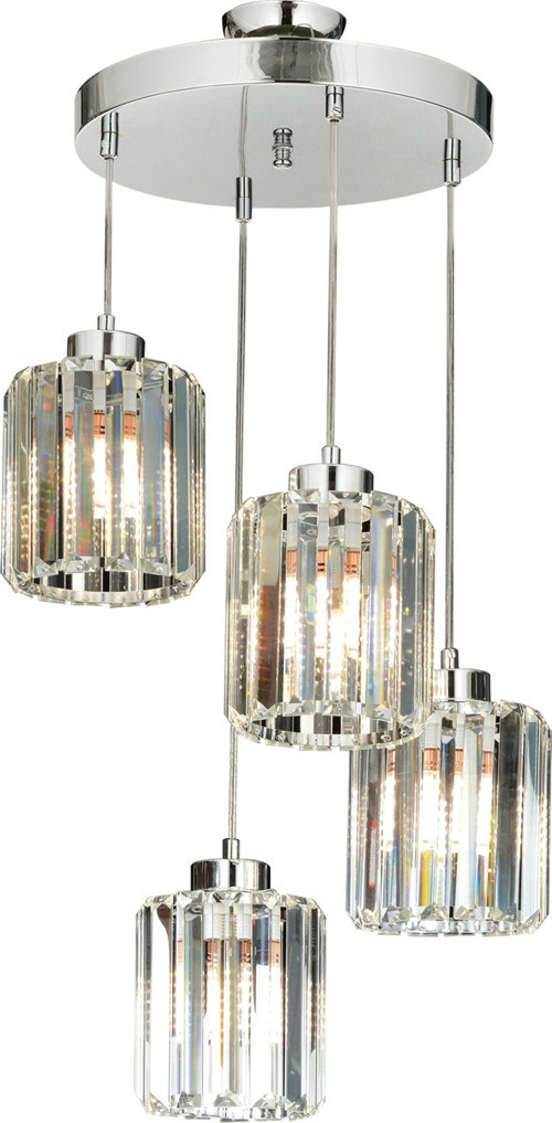 AV-65230-4KT Krom Kaplama Modern Avize E27 Metal Kristal H: 75 cm, Ø: 40 cm