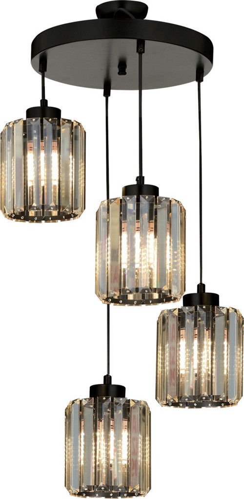 AV-65230-4T-BSY Siyah Boya Modern Avize E27 Metal Kristal H: 75 cm, Ø: 40 cm