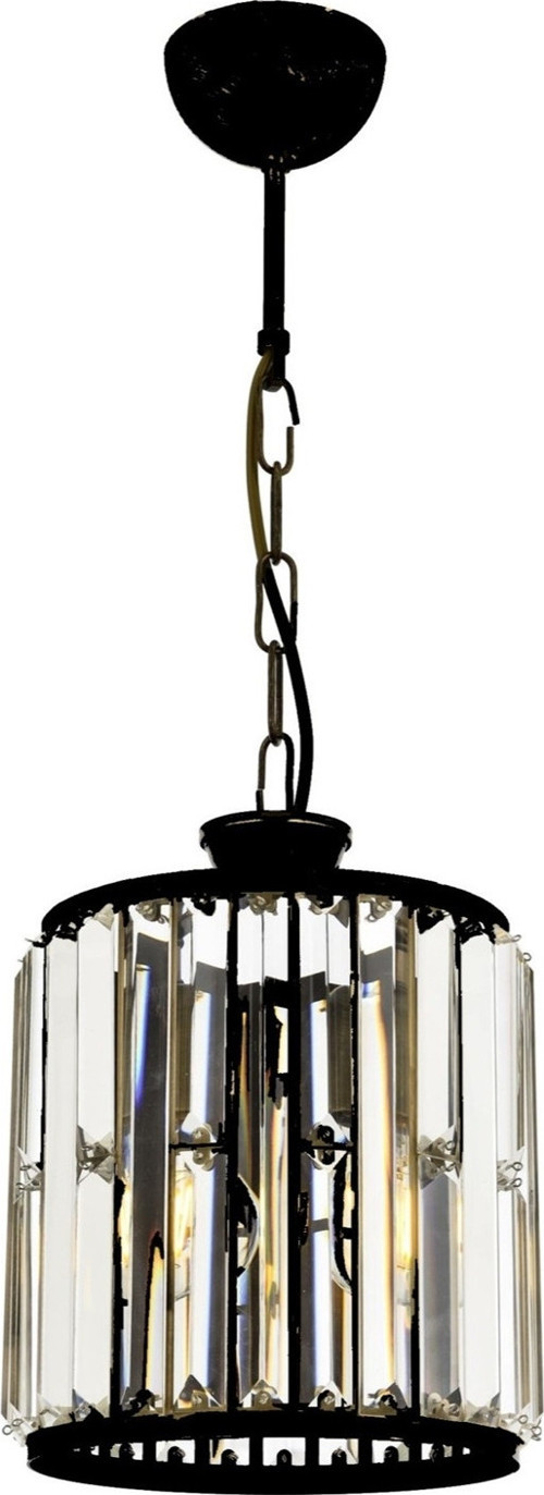 AV-1667-1BSY Siyah Boya Modern Avize E27 Metal Kristal H: 70 cm, Ø: 20 cm