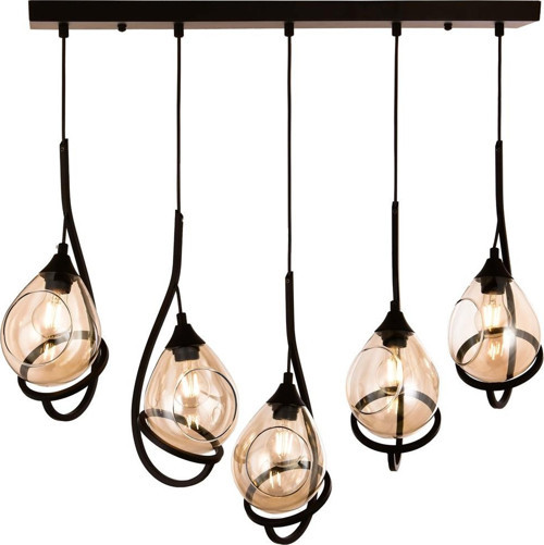 AV-1921-5Y-BSY Siyah Boya Modern Avize E27 Metal Cam H: 90 cm, WxD: 90x25 cm