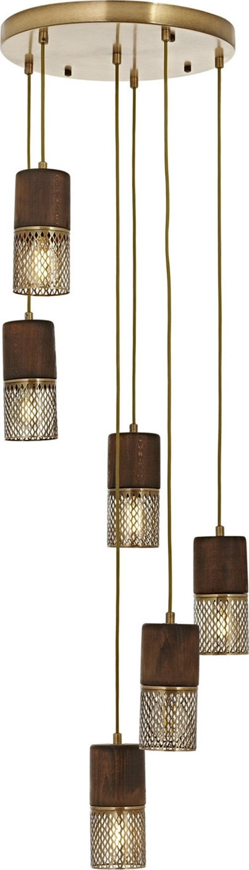 AV-1830-6ET Eskitme Kaplama Modern Avize E27 Metal Ahşap H: 140 cm, Ø: 40 cm