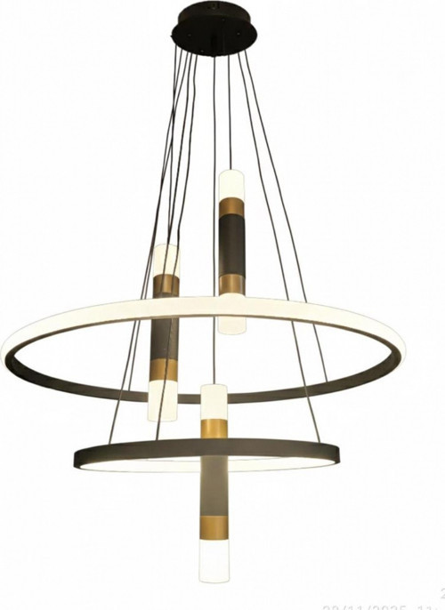 AV-7031-ML40046-58W Siyah Boya Modern Avize LED Metal H: 100 cm, Ø: 55 cm
