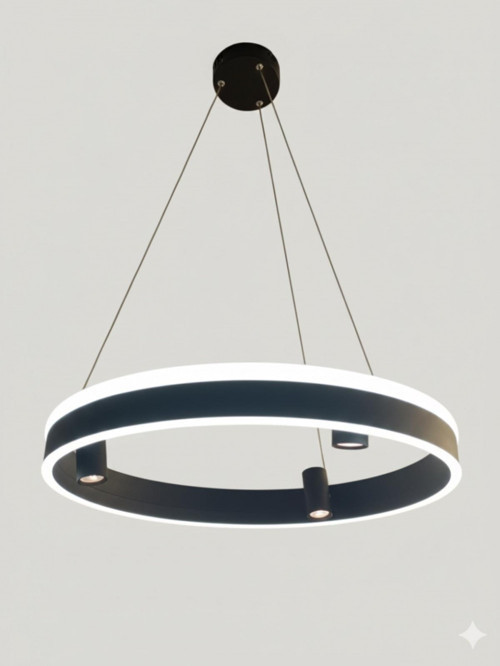 AV-7031-ML40073-50 Siyah Boya Modern Avize LED Metal Pleksi H: 70 cm, Ø: 50 cm
