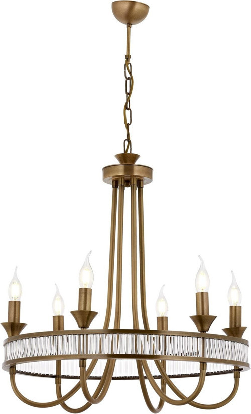AV-1890-6E Eskitme Kaplama Modern Avize E14 Metal Kristal H: 110 cm, Ø: 60 cm