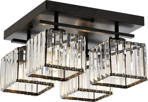 AV-1795-4BSY Siyah Boya Modern Avize E27 Metal Kristal H: 22 cm, Ø: 40 cm