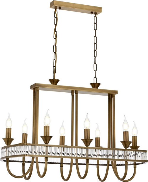 AV-1890-8E-YM Eskitme Kaplama Modern Avize E14 Metal Kristal H: 100 cm, WxD: 80x40 cm