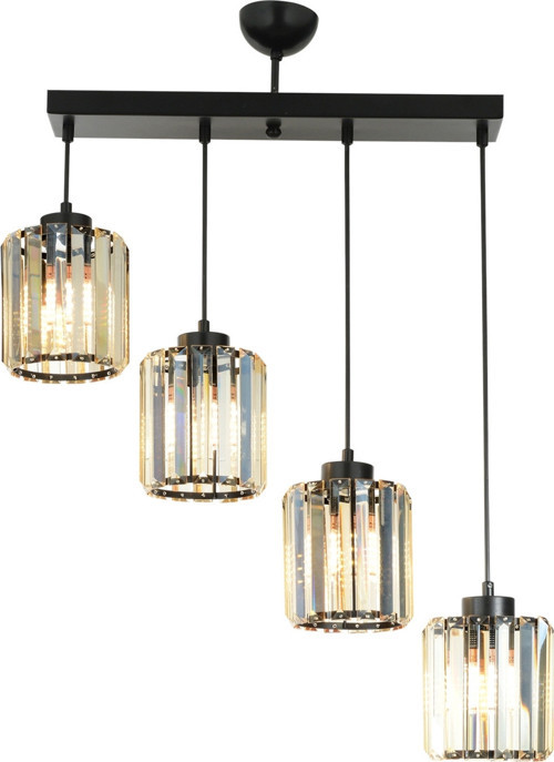 AV-65230-4Y-BSY Siyah Boya Modern Avize E27 Metal Kristal H: 78 cm, WxD: 64x15 cm