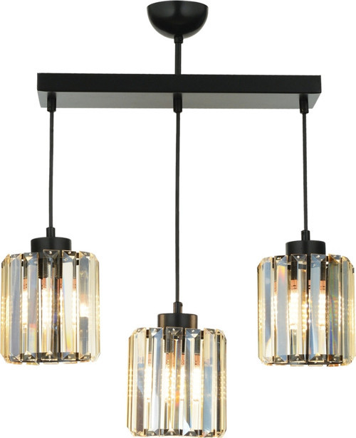 AV-65230-3Y-BSY Siyah Boya Modern Avize E27 Metal Kristal H: 60 cm, WxD: 54x15 cm