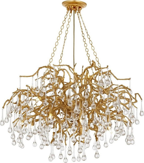 AV-4354-16BSA Sarı Kaplama Modern Avize GU10 Metal Kristal H: 100 cm, Ø: 80 cm