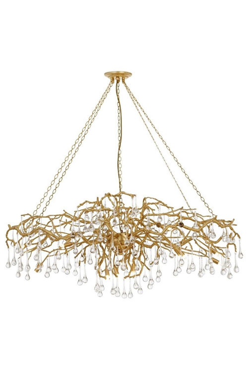 AV-4354-18Y-BSA Sarı Kaplama Modern Avize GU10 Metal Kristal H: 120 cm, WxD: 130x50 cm