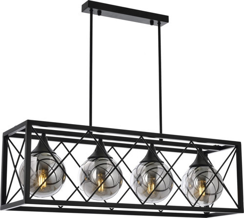 AV-1732-4Y-BSY Siyah Boya Modern Avize E27 Metal Cam H: 80 cm, WxD: 80x25 cm
