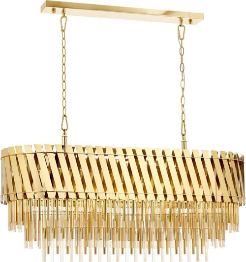 AV-1865-120X40S Sarı Kaplama Modern Avize E27 Metal Paslanmaz H: 110 cm, WxD: 120x40 cm