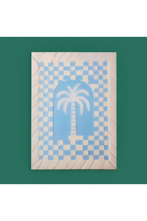 Deco Palm Breeze Kanvas Tablo - Mavi / Beyaz - 50X70 Cm