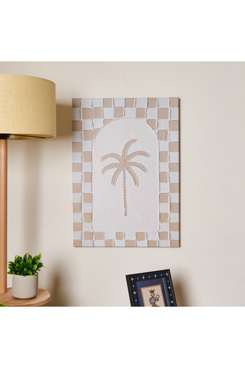 Deco Palm Breeze Kanvas Tablo - Beyaz / Bej - 50X70 Cm