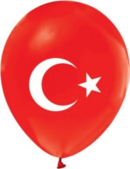 Türk Bayrak Lı Balon 20 Adet 10" 26Cm #045