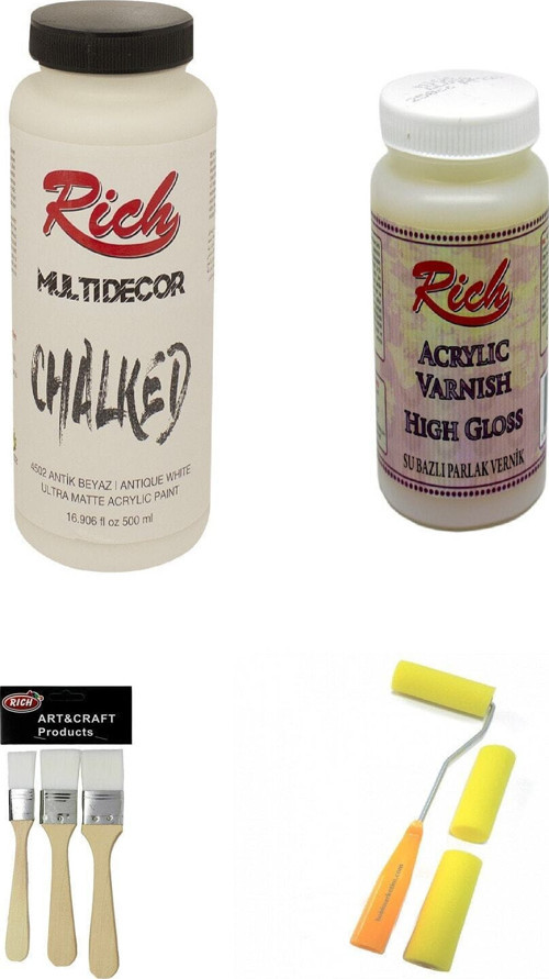 4'Lü Boya Seti Chalked Akrilik Boya 4502 - Antik Beyaz 500 Cc