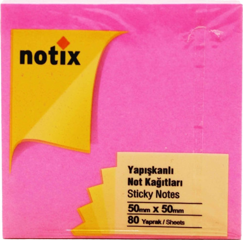 Neon Yapışkanlı Not Kağıdı 50*50 Mm 80 Yaprak Pembe