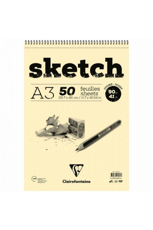 Esquisse Ivory Sketch 90Gr Spiralli Çizim Blok 50 Sayfa A3 (29.7X42Cm) (Kısa Kenar Spiral)