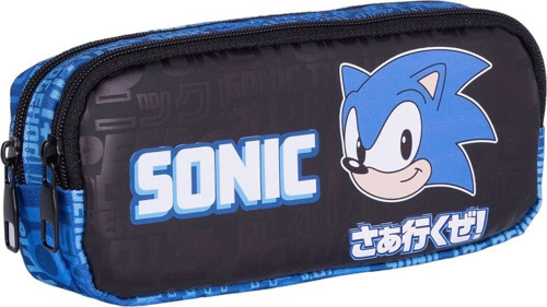 Wiggle The Hedgehog Okul Kalem Kutusu Çift Bölmeli Çocuk Bez Kalem Çantası Mavi