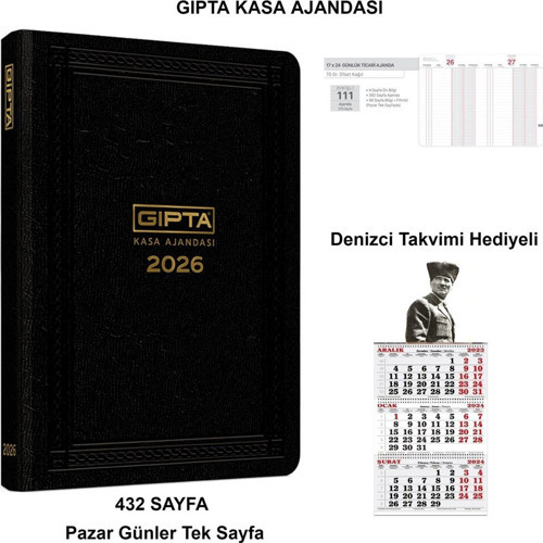 Ticari Kasa Ajandası 17X24 Günlük Kasa Defteri Tarihli 2026 - Takvim Hediyeli