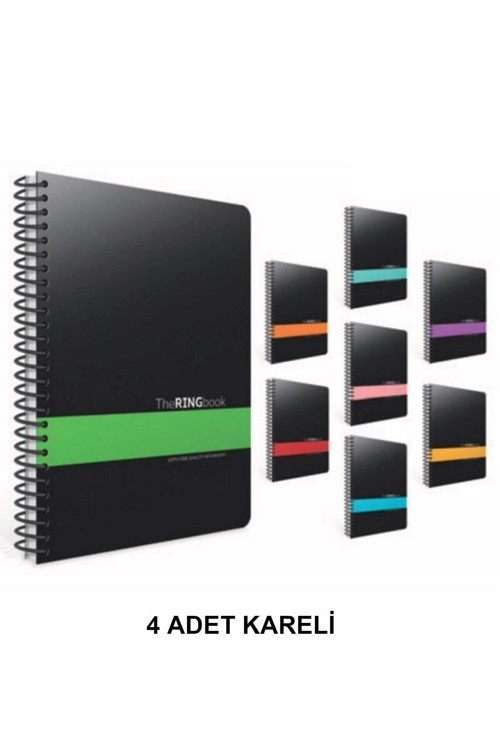 Ring Book Spiralli A4 80 Yaprak Kareli (4 Adet)