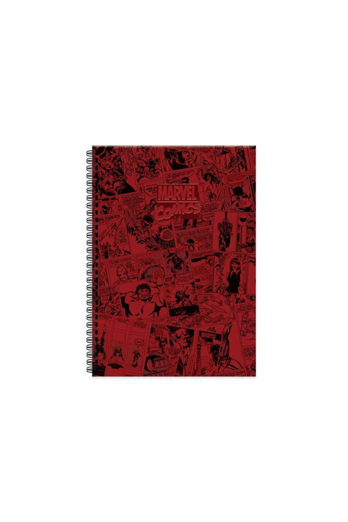 Marvel Spiralli Not Defteri, Sert Kapak, Kareli, 100 Yaprak, (17X24 Cm), Bordo