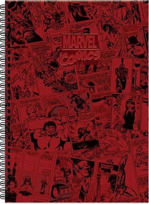 Marvel Spiralli Not Defteri, Sert Kapak, Kareli, 100 Yaprak, (17X24 Cm), Bordo