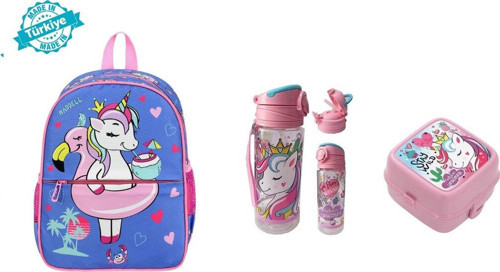 Genc Dıjıtal Baskı Unicorn Ve Flamingo Desenli Anaokulu Kreş Sırt Çantası Seti (3 Parça)