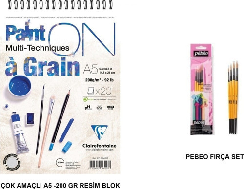 200Gr A5 20Yaprak Kısa Kenarı Spiralli Ve Pebeo Fırça Set