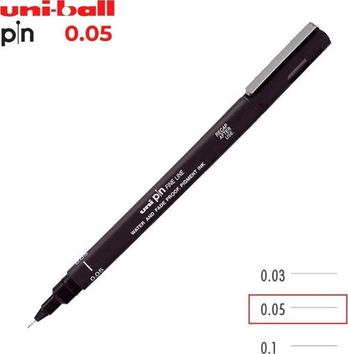 Pin 0.4 Fine Line Akrilik Uçlu Teknik Çizim Kalemi Siyah