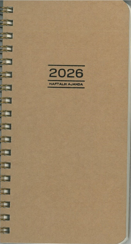 2026 Aj 73 8X16 Haftalık Kraft Cep Ajandası