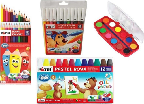 Kuru Boya Sulu Boya Pastel Boya Keçeli Kalem Boyama Seti