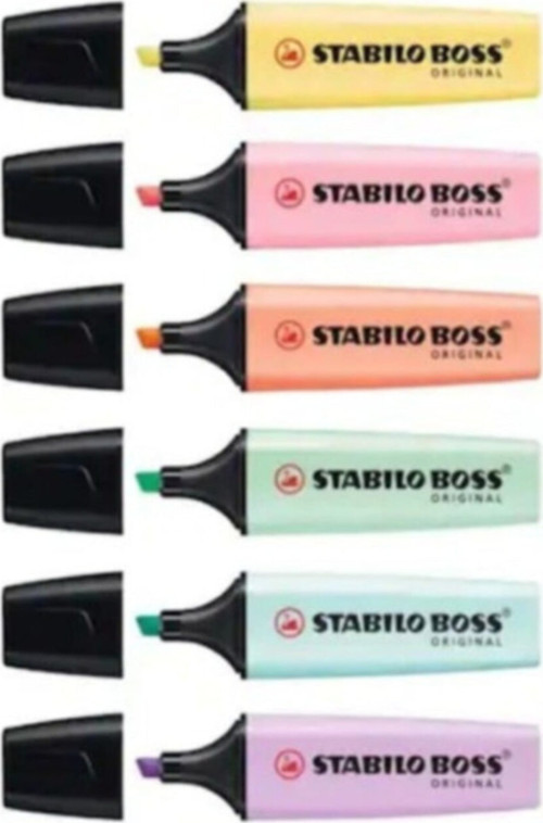 Boss Fosforlu Kalem Pastel Renkler 6Adet