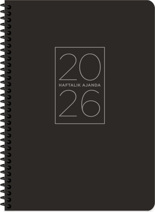 Genc Dıjıtal Baskı 2026-20*28 Spiralli Haftalık Ajanda-Siyah