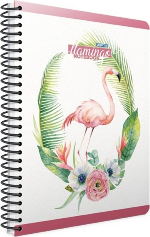 Çelenkli 1 Flamingo 17X24 100 Yp Sert Kapak Çizgili Defter