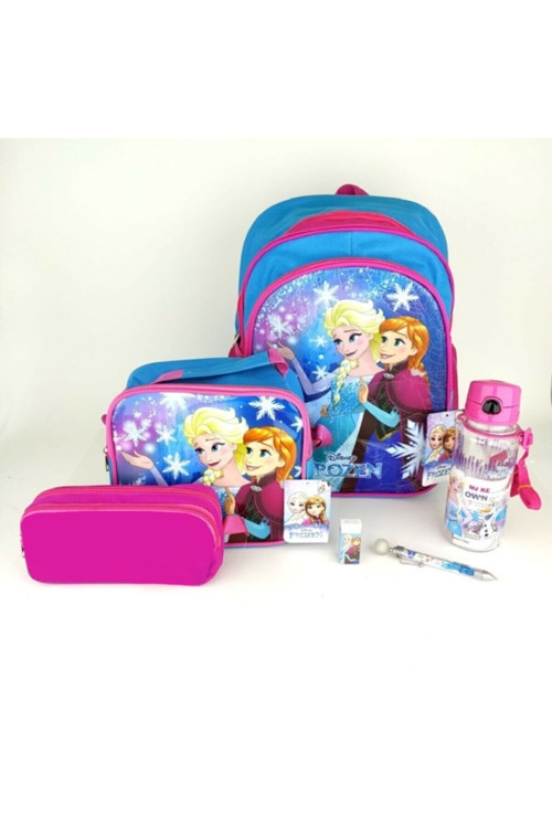 Frozen 4 Parça Set (Çanta+Beslenme+Kalem Kutu Ve Suluk) Kalem Ve Silgi Hediyeli