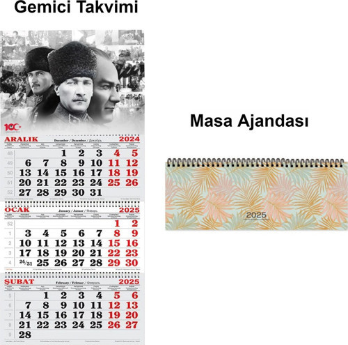 Genc Dıjıtal Baskı 2025 Yılı Atatürk Gemici Takvimi Ve Masa Ajandası