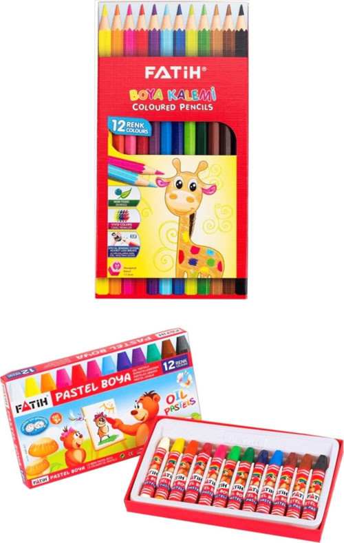 Kuru Boya + Pastel Boya 12'Li Yeni Tasarım