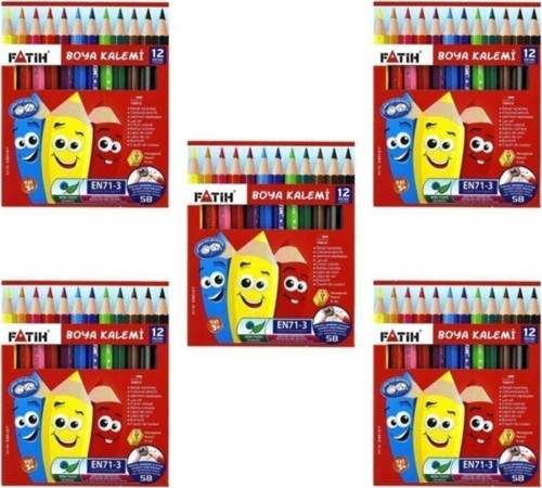 Kuru Boya Kalemi Yarım Boy 12 Renk 6 Adet