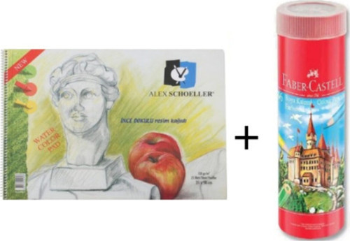 Resim Defteri 35*50 120 Gr + Faber Castell Metal Tüp 36 Renk Kuru Boya