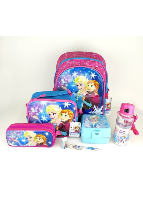 Frozen 7 Parça Set Çanta+ Beslenme+Beslenme Kabı+Suluk+ Silgi+Kalem+Kalem Kutu