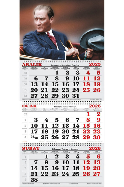 Genc Dıjıtal Baskı 2025 Yılı Gemici Takvimi-Atatürk Otomobilde