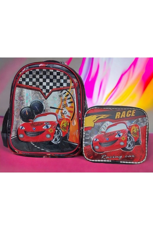 Genc Dıjıtal Baskı Cars Şimşek Mac Queen Baskılı İlkokul Çantası Ve Beslenme Çantası