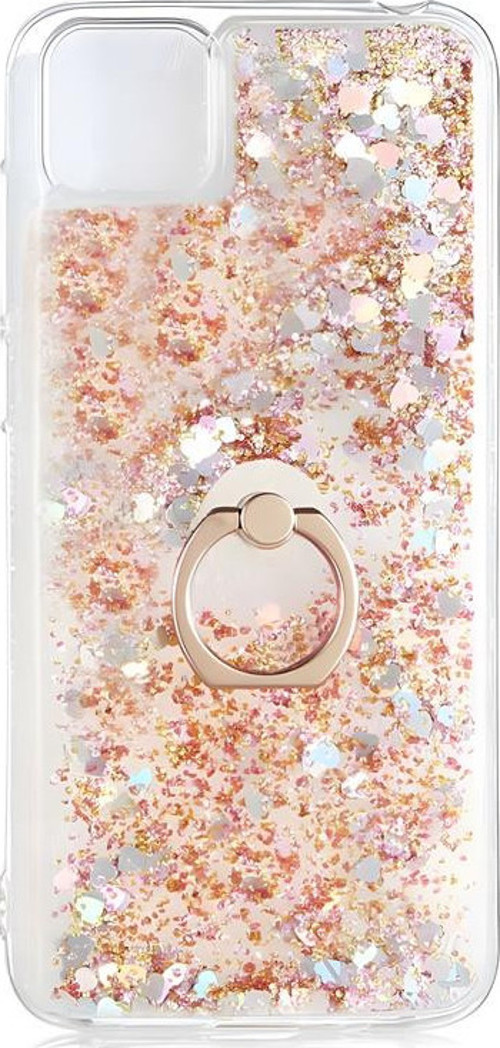 Huawei Y5P Kılıf Milce Simli Pullu Yüzüklü Kılıf