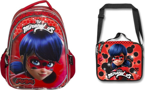 Ladybug Uğur Böceği Kabartmalı Ve Simli İlkokul Çantası Ve Beslenme Çantası