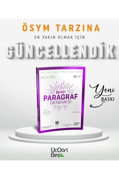 Üç Dört Beş Yayınları Tyt Paragraf 345 25'li Deneme 2023 Model