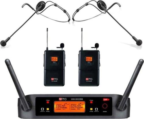 Wm-9002 Bb Çiftli Sabit Kanal Uhf Çift Yaka Tipi Mikrofon