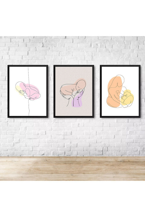 3 Parça Çerçeve Görünümlü Mdf Tablo Seti