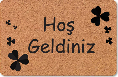 Modern Dijital Baskı - Hoş Geldiniz Yazalı Paspas - Kaymaz Taban Kapı Önü Paspası